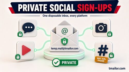 Tillfällig mejl för sociala medier-registreringar FB IG TikTok X