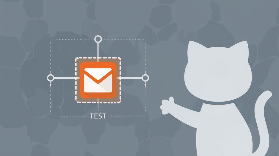Naka-istilong diagram ng daloy ng trabaho ng GitHub Actions na may mga hakbang para sa paglikha ng isang pansamantalang email pagpapatakbo ng mga pagsubok at pagsuri sa pag-verify pagbibigay-diin sa automation at malinis na paghawak ng email