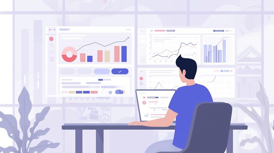 Isang DevOps lead na nag-skimming ng isang dashboard ng mga pipeline ng CI CD na may naka-highlight na seksyon para sa mga pagsubok sa email at berdeng mga marka ng tseke na sumasagisag sa malinaw na mga priyoridad at maaasahang mga daloy ng trabaho ng email na maaaring gamitin