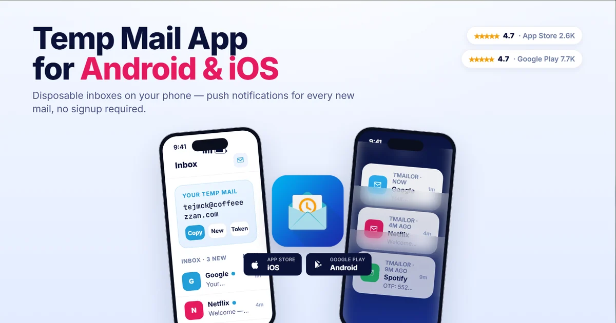 Temp Mail App for Android & iOS: Free Temp Mail